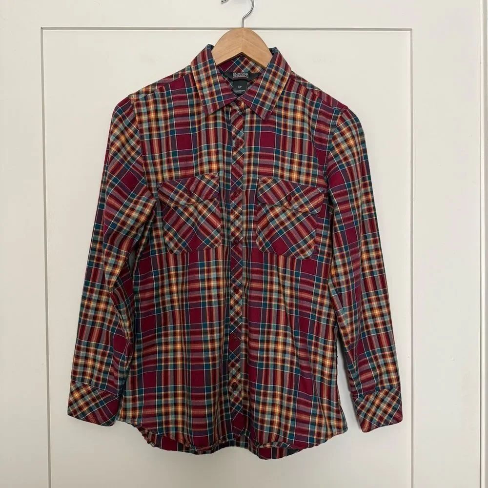 Outdoor Research Flannel Ceres Shirt Womens S Red Plaid Wool Blend Gorpcore